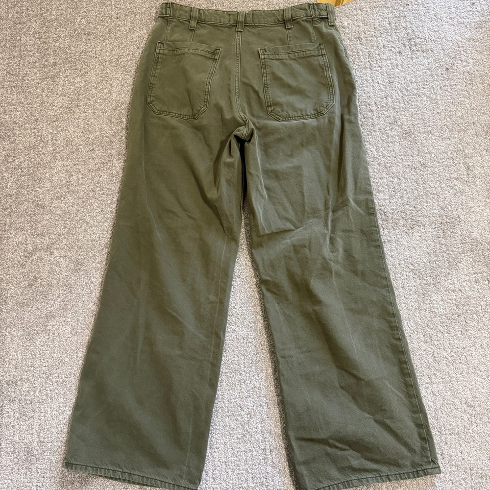We The Free People Palmer Olive Green Wide Leg Utility Pants Jeans 30 High Rise - Picture 10 of 11